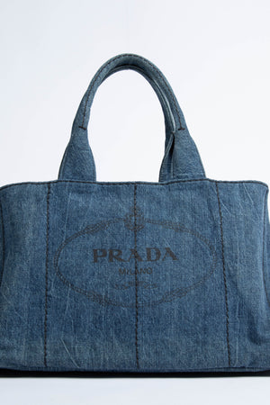 Vintage Prada Denim Canapa Tote Bag