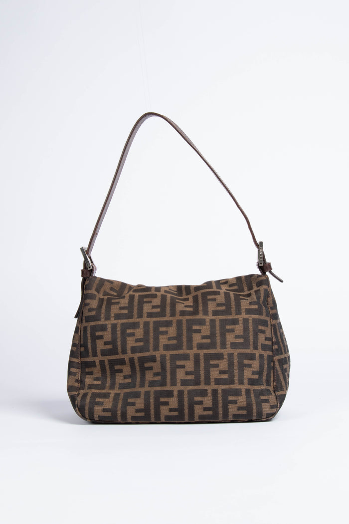 Vintage Fendi Zucca Canvas Shoulder Bag