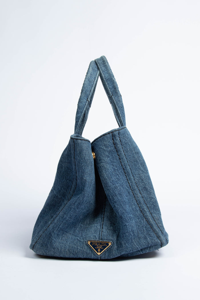 Vintage Prada Denim Canapa Tote Bag