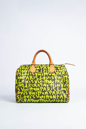 SUPER RARE Louis Vuitton x Stephen Sprouse Neon Green Graffiti Speedy 30cm