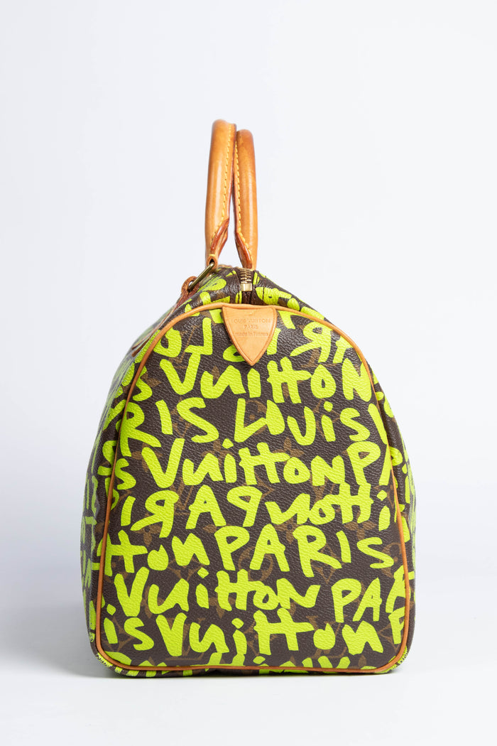 SUPER RARE Louis Vuitton x Stephen Sprouse Neon Green Graffiti Speedy 30cm