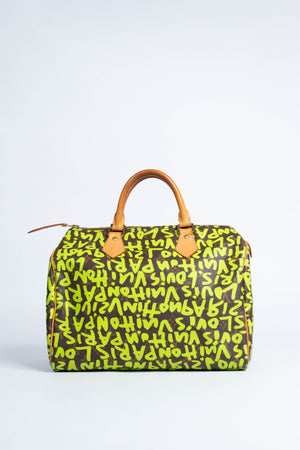 SUPER RARE Louis Vuitton x Stephen Sprouse Neon Green Graffiti Speedy 30cm