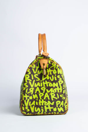 SUPER RARE Louis Vuitton x Stephen Sprouse Neon Green Graffiti Speedy 30cm