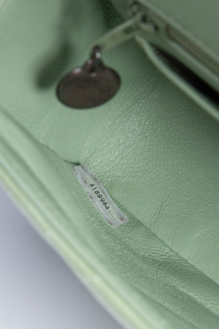 90s Chanel Pastel Green Leather Mini Top Handle Bag