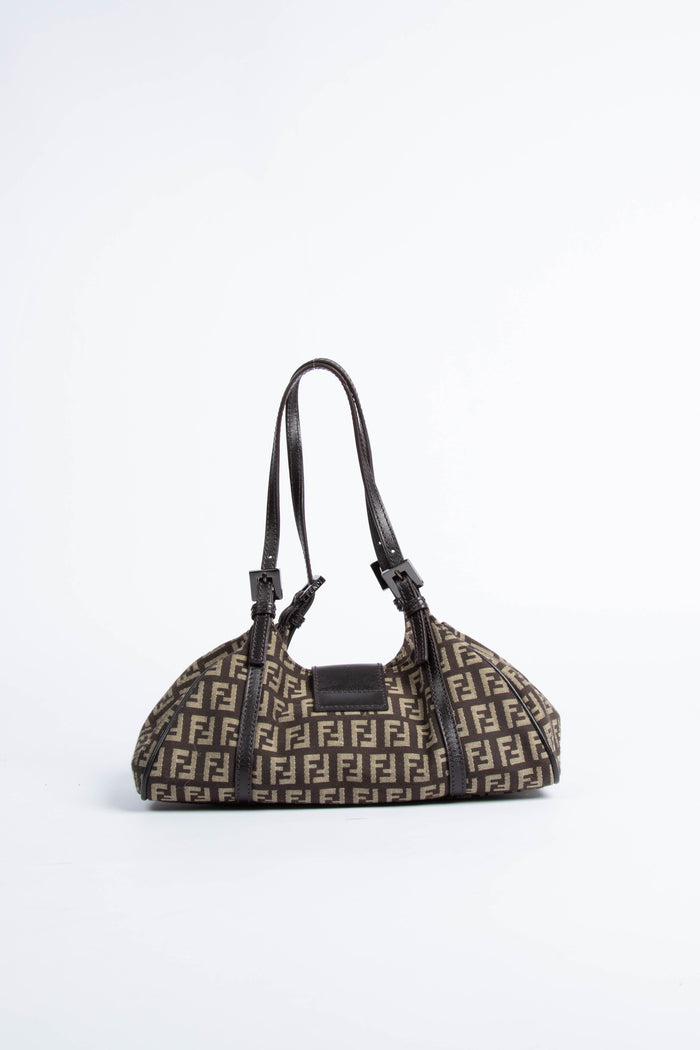 Vintage Fendi Brown Zucchino Shoulder Bag