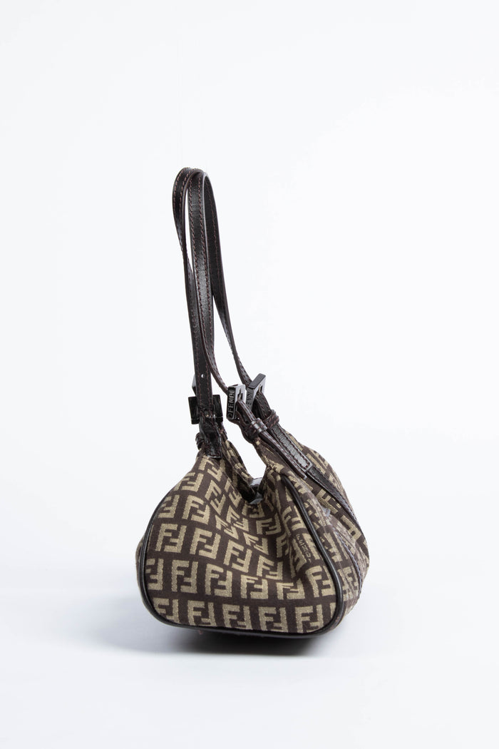 Vintage Fendi Brown Zucchino Shoulder Bag