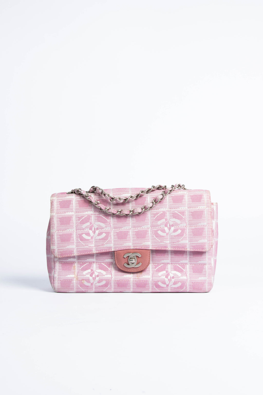 2000s Chanel Pink Travel Line Single Flap Shoulder Bag