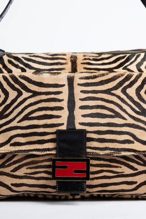 RARE Fendi Tiger Pony Hair Large Shoulder Bag