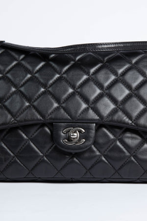 2014 Chanel Black Lambskin Large Single Flap Shoulder Bag SHW