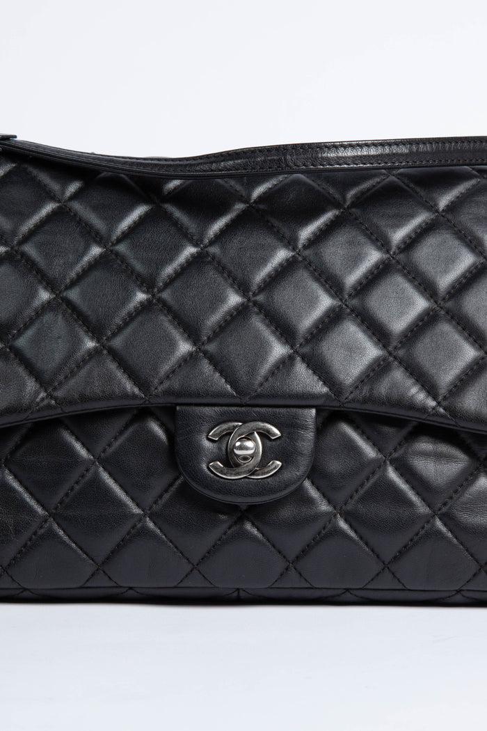 2014 Chanel Black Lambskin Large Single Flap Shoulder Bag SHW