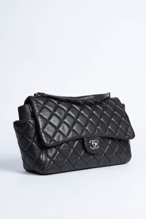 2014 Chanel Black Lambskin Large Single Flap Shoulder Bag SHW