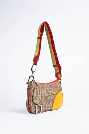 2000s Christian Dior Rasta Saddle Crossbody Bag