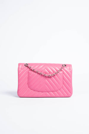 RARE 2019 Chanel Pink Caviar Chevron Medium Double Flap with SHW