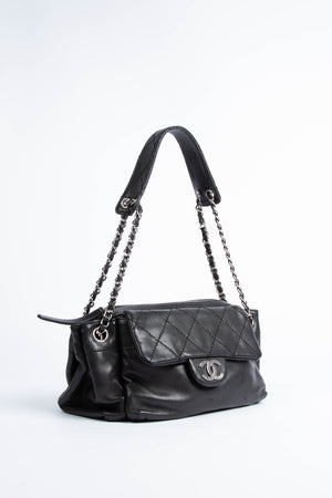 Vintage Chanel Black Leather CC Shoulder Bag