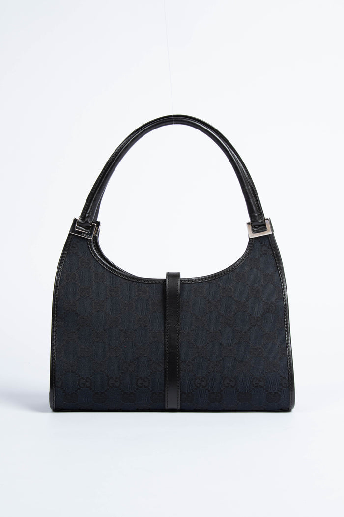 Vintage Gucci GG Monogram Black Canvas Small Jackie Bag