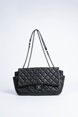 2014 Chanel Black Lambskin Large Single Flap Shoulder Bag SHW