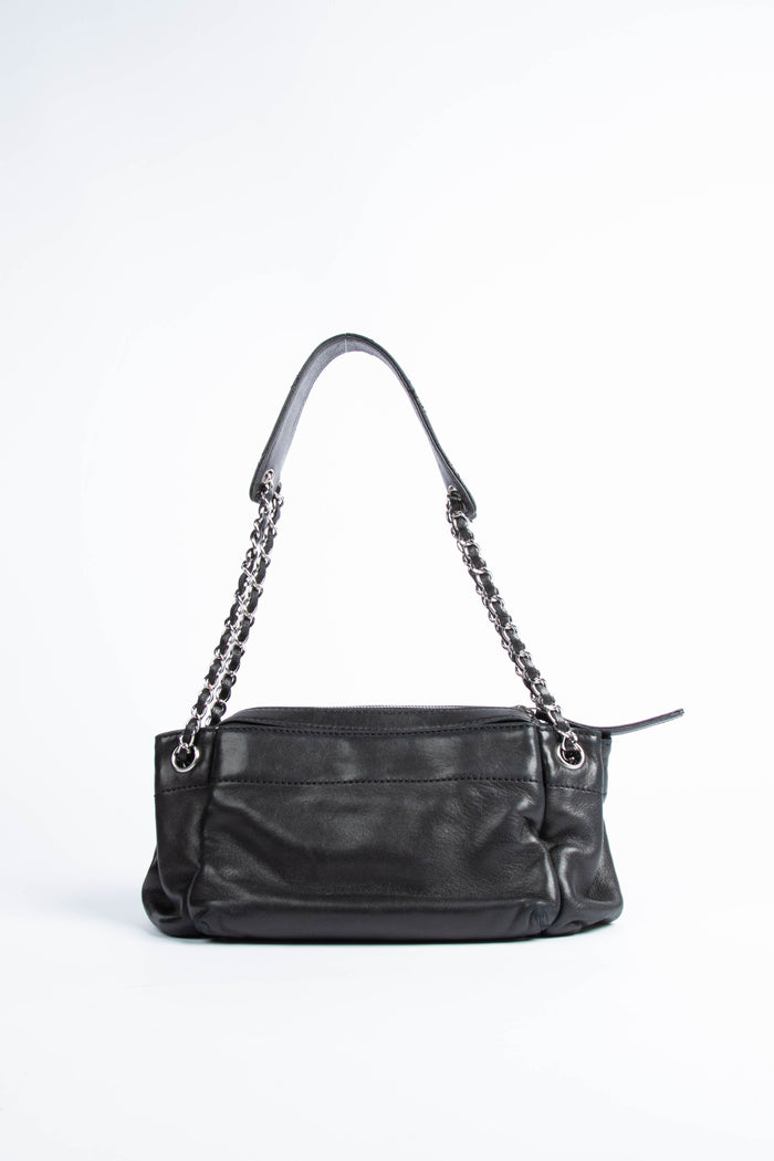 Vintage Chanel Black Leather CC Shoulder Bag