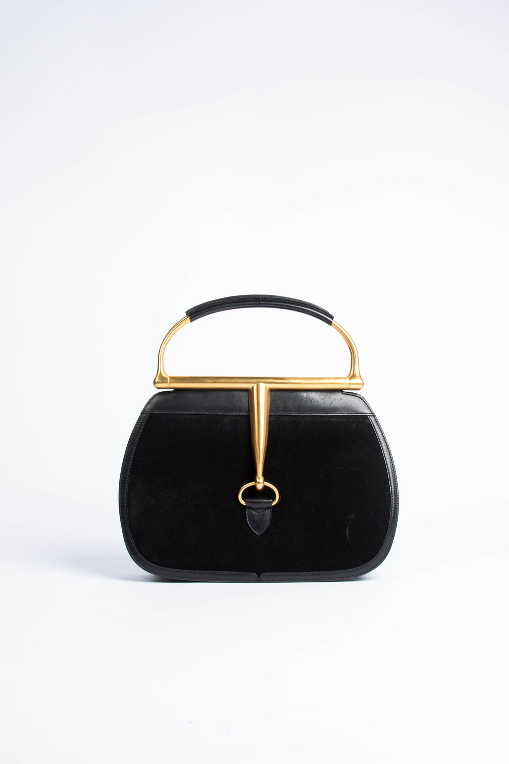 Vintage Gucci Black Suede Top Handle Bag