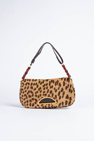 2000s Christian Dior Leopard Pony Hair Shoulder Bag