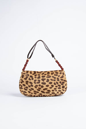 2000s Christian Dior Leopard Pony Hair Shoulder Bag