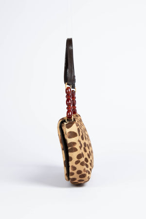 2000s Christian Dior Leopard Pony Hair Shoulder Bag