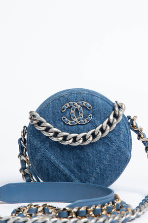 RARE Chanel 2021 Denim Round 19 Cross Body Bag