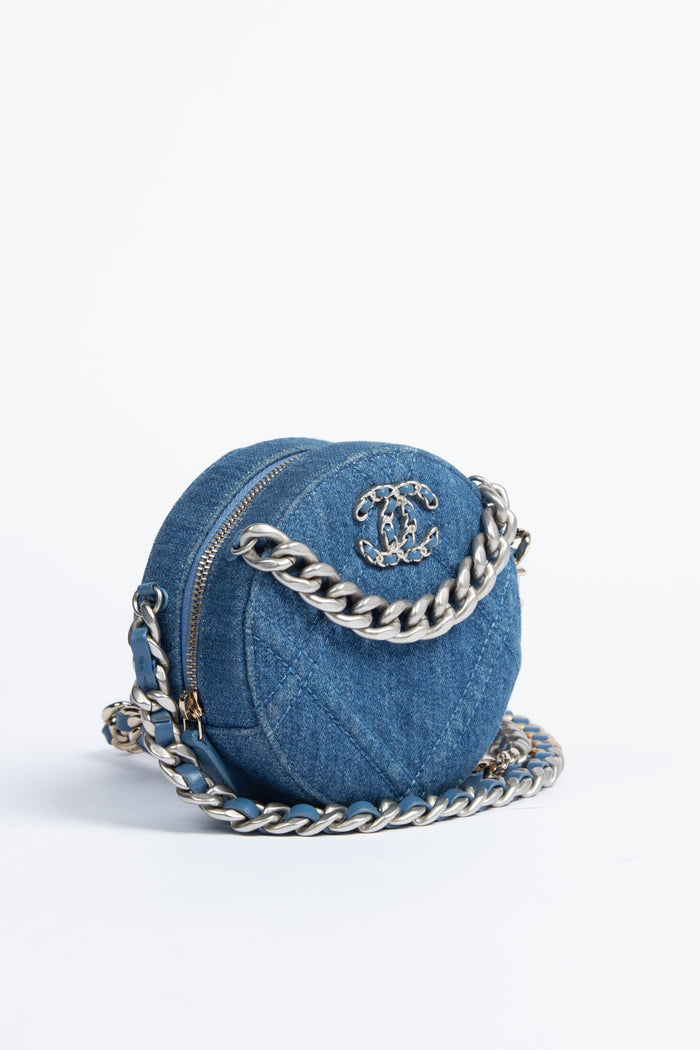 RARE Chanel 2021 Denim Round 19 Cross Body Bag