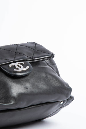 Vintage Chanel Black Leather CC Shoulder Bag