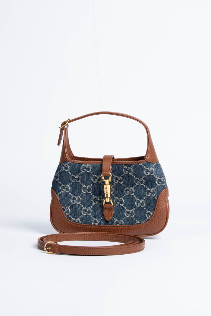 RARE Gucci Mini Denim GG Monogram Jackie Bag