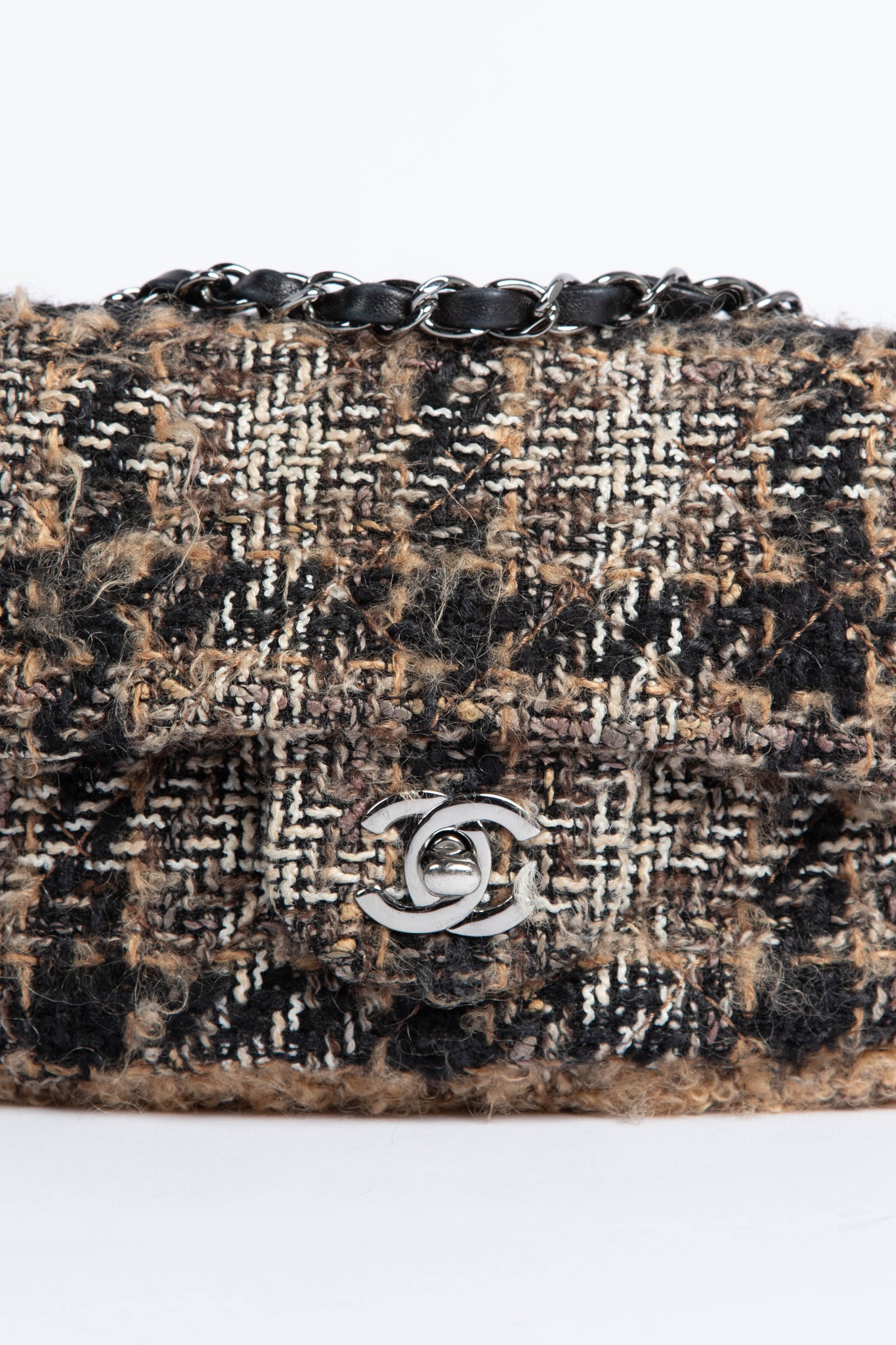 2000s Chanel Tweed Mini Square Flap Bag with SHW