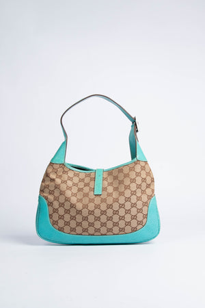 Vintage Gucci Blue Leather & Monogram Jackie Bag