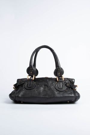 2000s Chloe Black Leather Paddington Shoulder Bag