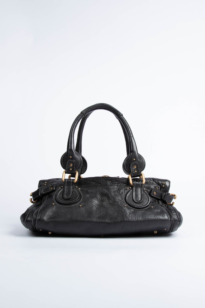 2000s Chloe Black Leather Paddington Shoulder Bag