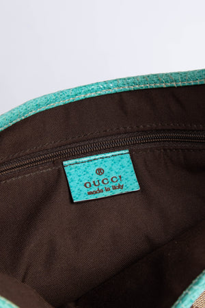 Vintage Gucci Blue Leather & Monogram Jackie Bag