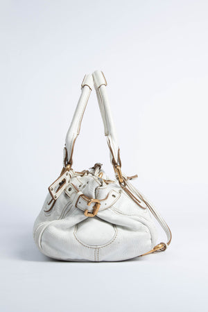 2000s Chloe White Leather Paddington Shoulder Bag