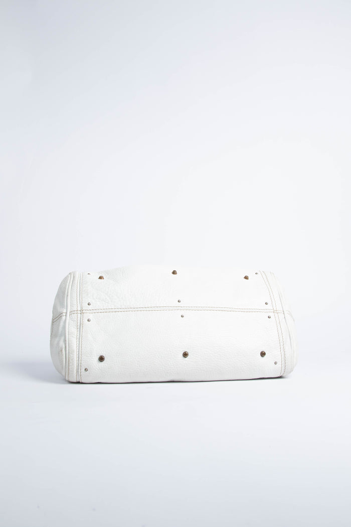 2000s Chloe White Leather Paddington Shoulder Bag