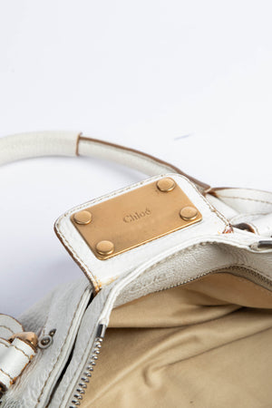 2000s Chloe White Leather Paddington Shoulder Bag