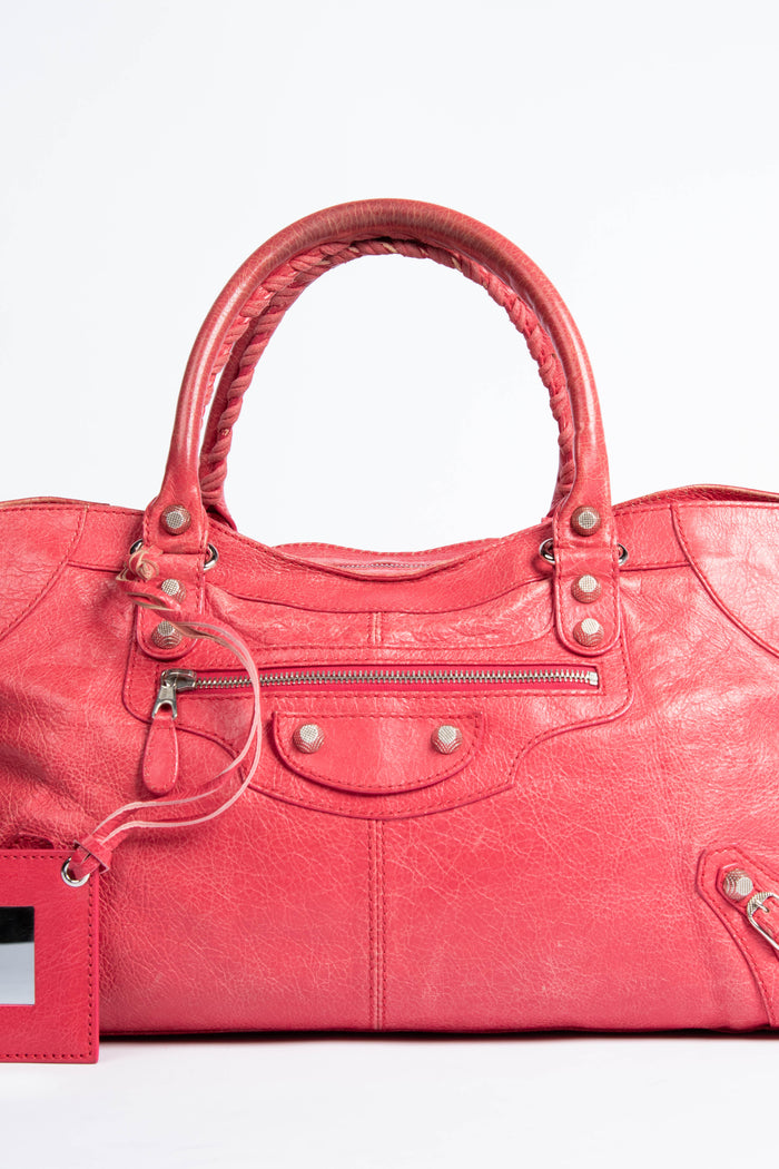 2000s Balenciaga Red Leather Part-Time City Bag SHW