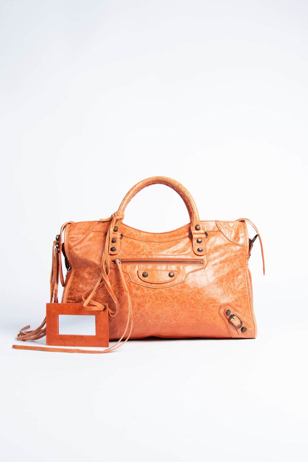 2000s Balenciaga Orange Leather City Bag