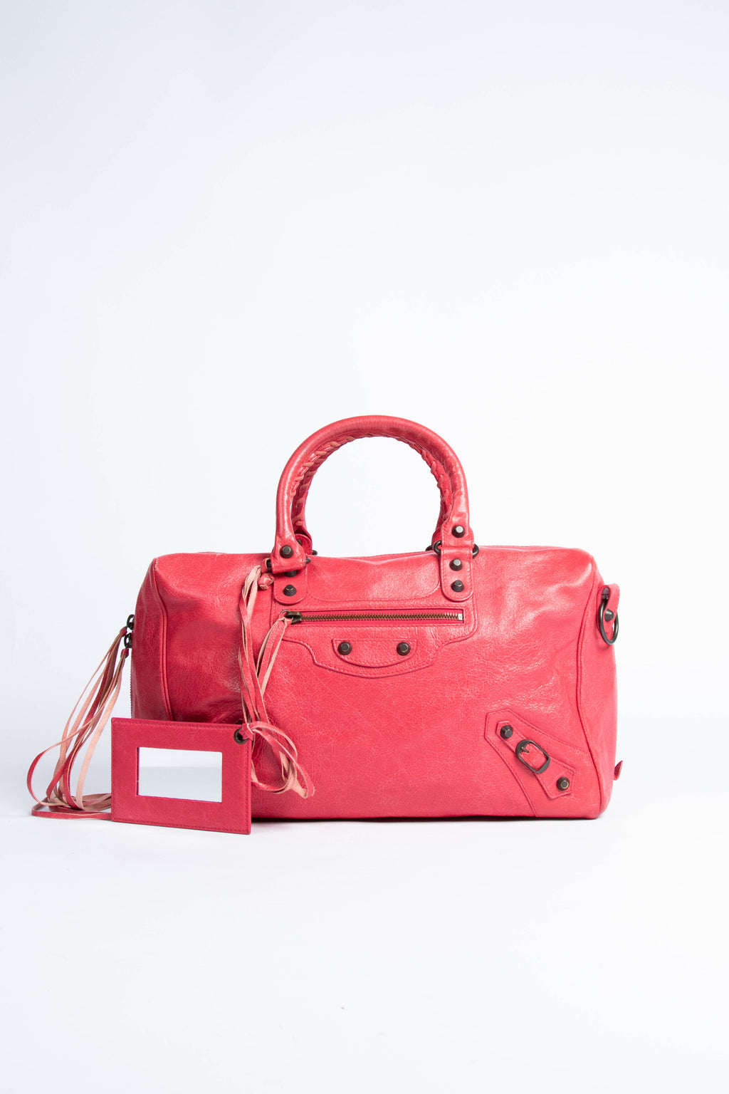 2000s Balenciaga Hot Pink Leather Polly Boston Bag