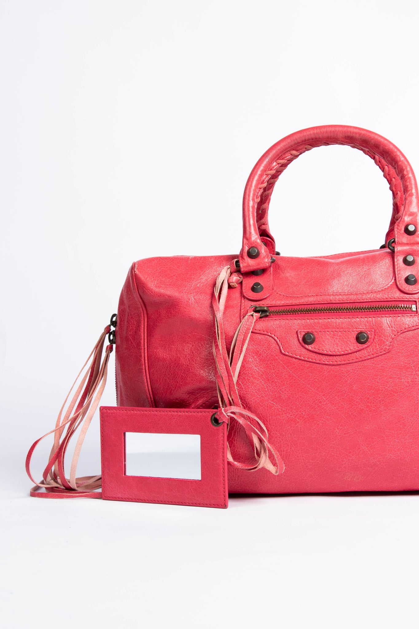 2000s Balenciaga Hot Pink Leather Polly Boston Bag