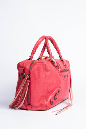 2000s Balenciaga Hot Pink Leather Polly Boston Bag