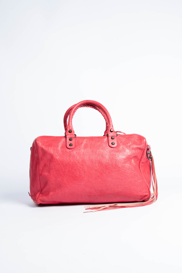 2000s Balenciaga Hot Pink Leather Polly Boston Bag