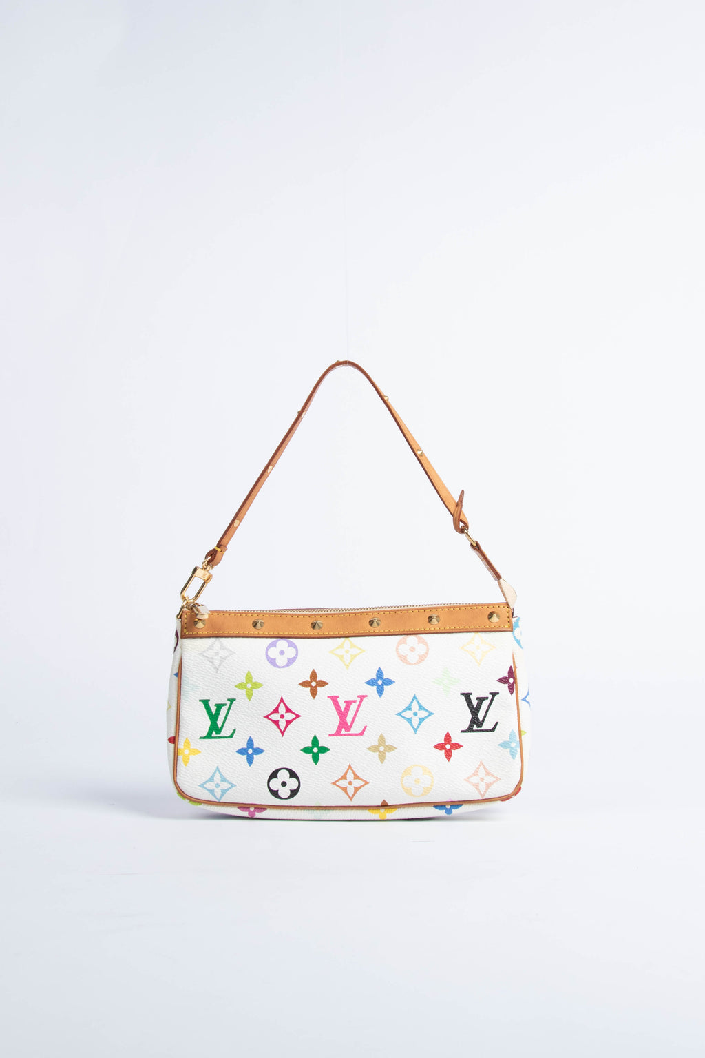 2000s Louis Vuitton x Takashi Murakami White Multicolour Pochette Accessoires