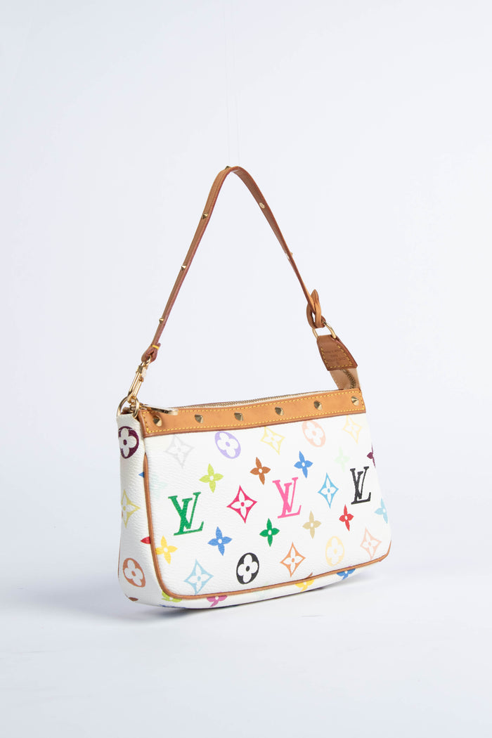 2000s Louis Vuitton x Takashi Murakami White Multicolour Pochette Accessoires