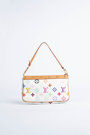 2000s Louis Vuitton x Takashi Murakami White Multicolour Pochette Accessoires