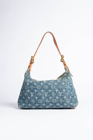 2000s Louis Vuitton Blue Denim Baggy PM Monogram Shoulder Bag