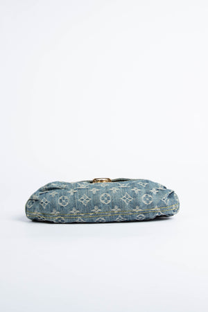 2000s Louis Vuitton Pleaty PM Blue Denim Shoulder Bag