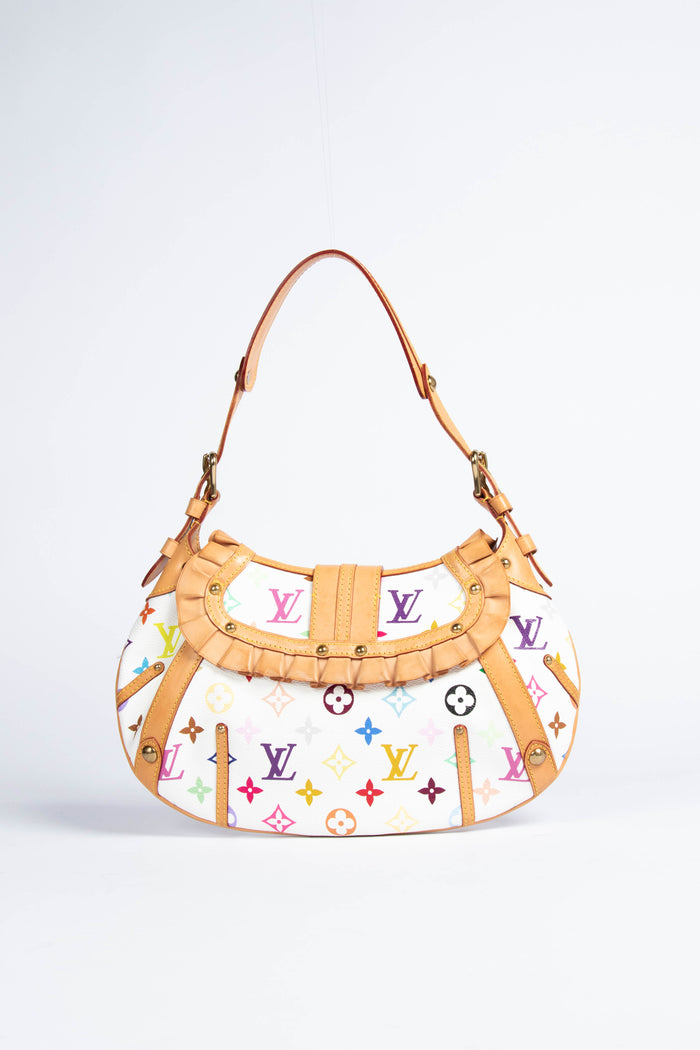 2000s Louis Vuitton x Takashi Murakami White Multicolour Leonor Shoulder Bag