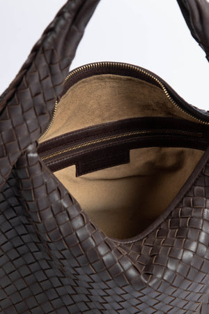 Vintage Bottega Veneta Brown Intrecciato Shoulder Bag